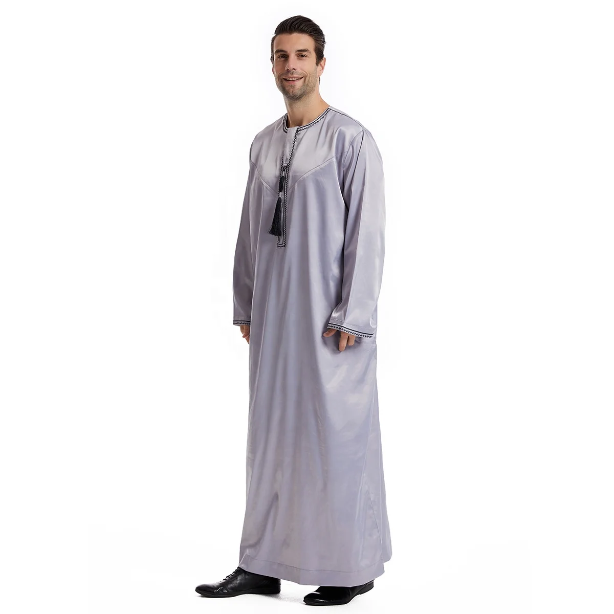 Traditional Dubai Saudi Abaya Men Muslim Jubba Thobe Dress Eid Turkey Arab Robe Kaftan  Men Middle East Abaya Islamic Clothing