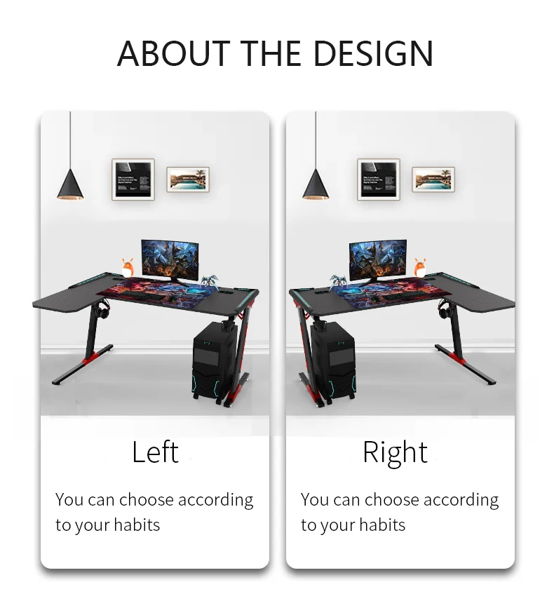 Professional Design Gaming Table PC Computer Desk with Extension Stand