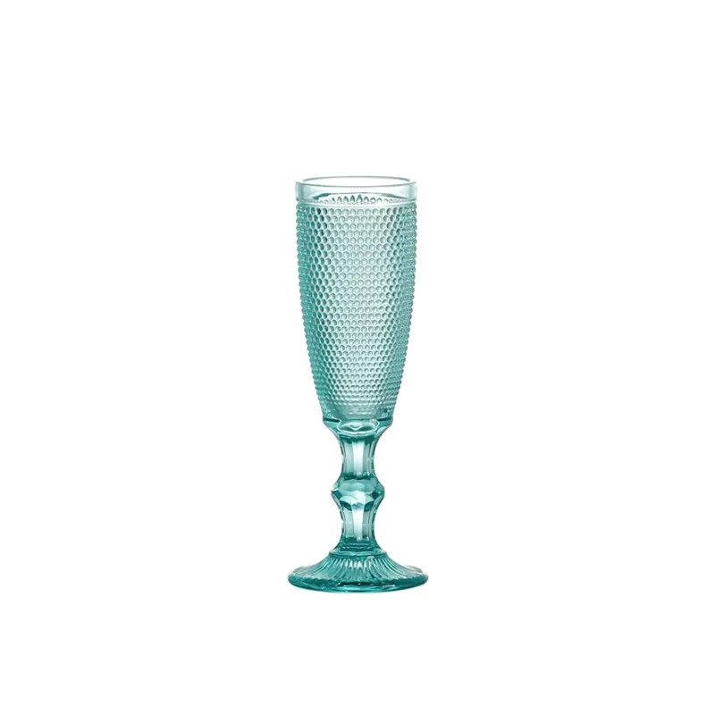Champagne Glasses Wedding Party Goblets Design Glassware wine Juice Cup Vintage Pattern Retro Embossed Colored Glass