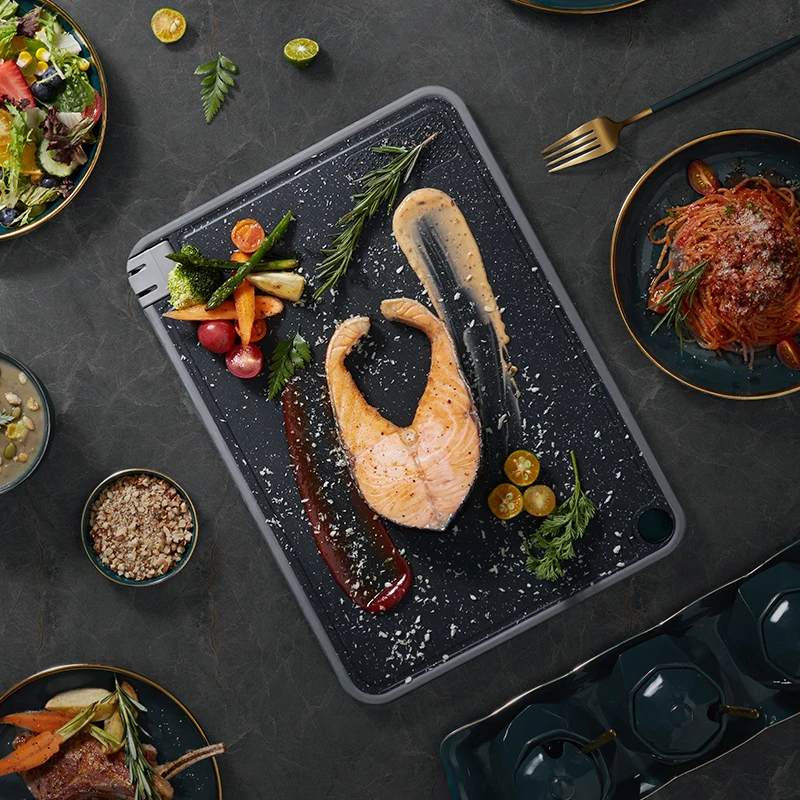 OOU New Arrive Double Sided Portable Sharpener Astm Standard Stainless Steel Cutting Pp Kitchen Large Chopping Board