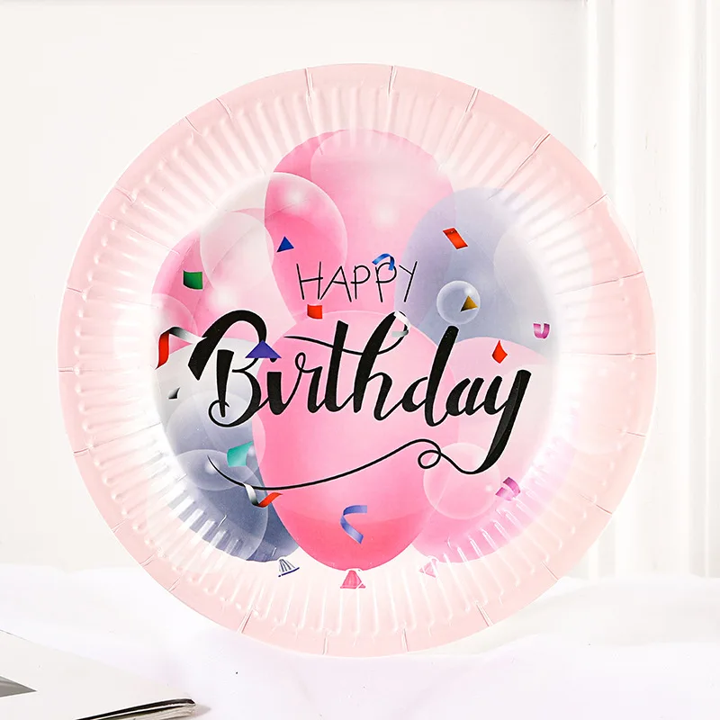 Custom 7 Inch Disposable Raw Material Party Bowl Paper Plates for Happy Birthday
