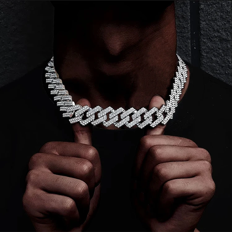 6mm-14mm hip hop Men Necklace 925 Sterling Silver VVS Moissanite Cuban Link Chain Iced Out Cuban Link Miami Cuban Chain