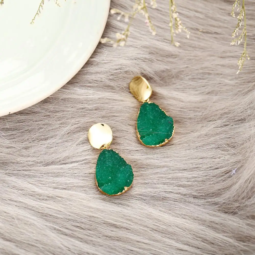 Fashion gold natural stone earrings For Women Wholesale N91095