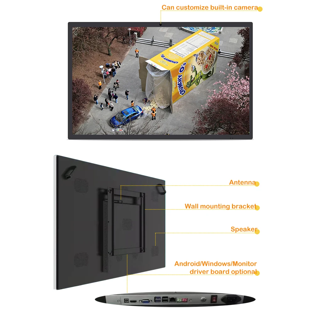 Настенный ЖК-экран Full HD 4K цифровой рекламный монитор для помещений и улицы 15-65 дюймов система Android