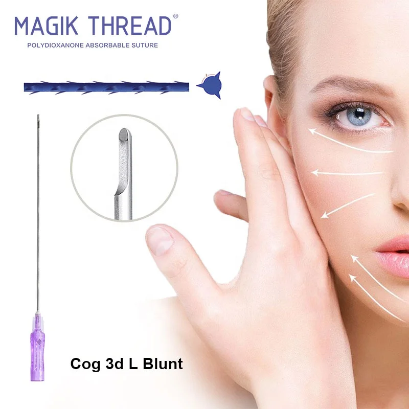 COG 3D  L Blunt 19G 100MM meso fine pdo thread lift cog roundtip coarse cannula needle for lips with pdo suture