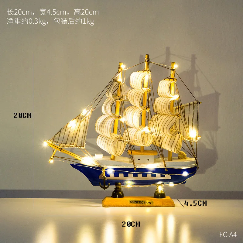 Luxury Wooden Model Ship Lighting Model Sailboat Decor Home Decoration Table Lamps Home Decor Ship Model