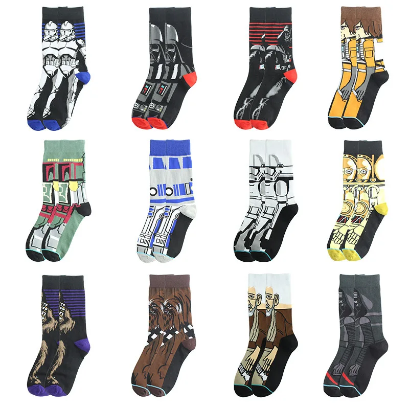 Custom Logo Happy Socks Cartoon Funny Happy Socks Various Styles Cotton Crew Men Fashion Dress Socks