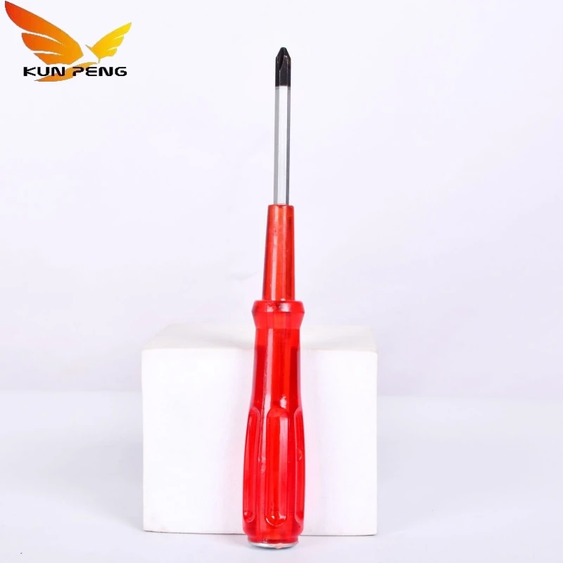 Factory Wholesale Red Transparent Handle Flat Blade Slotted Screwdriver Crv Phillips Magnetic Screwdriver