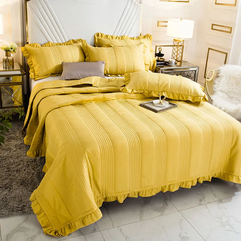 Quilt Bedspread Cotton Vintage Quilts Designers Bedspread Patchwork Chinese Printing Edredon with Lace