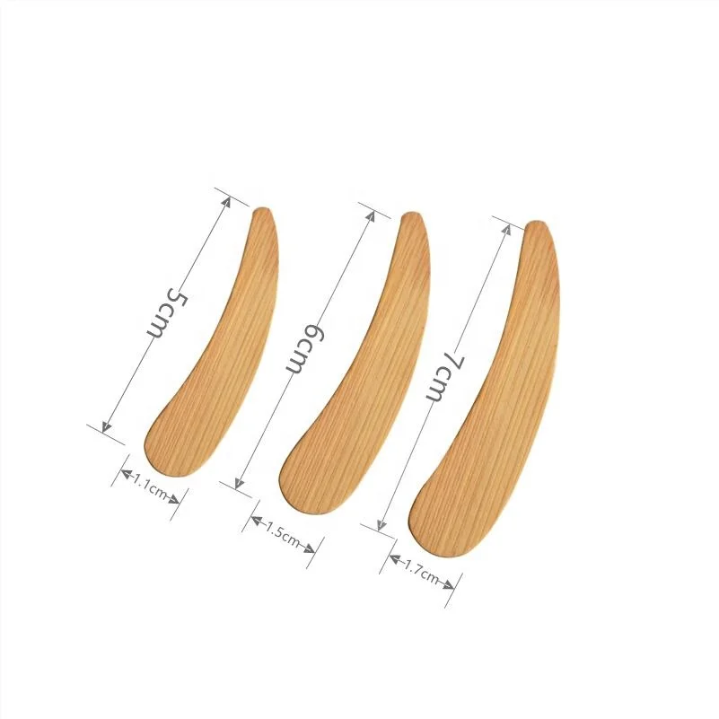 eco friendly 100% organic 5*1.1cm 6*1.5cm 7*1.7cm flatware facial mask mixing cosmetic tools mini wooden bamboo cream spatula