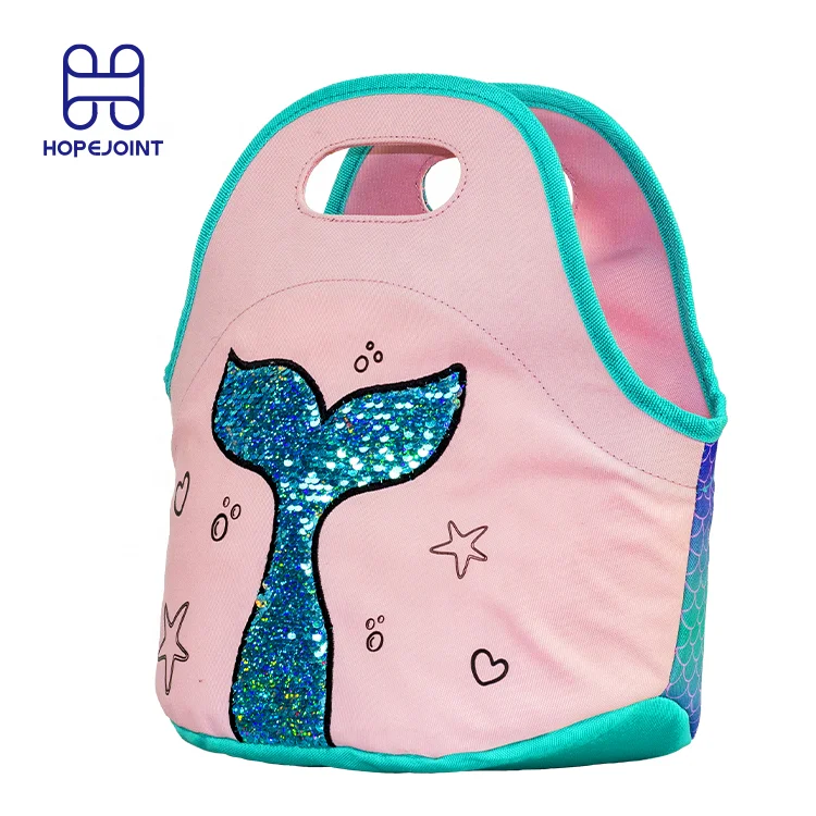 Eco Bag Lunch Kid Animal Sequin Mermaid Bags Kids Cartoon Box Girls Sequins Leak Proof For Sublimation Blank