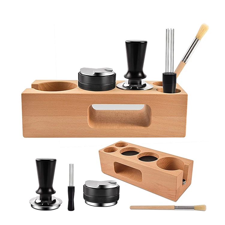 Espresso Accessories WDT Tool Espresso distribution Tools Wood Coffee Tamper Station