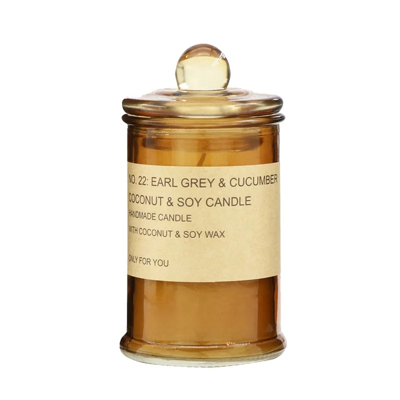 350ml Empty Amber Glass Candle Jar with Lid for Scented Candle Making Airtight Food Tea Tumbler Container in Bulk Wholesale