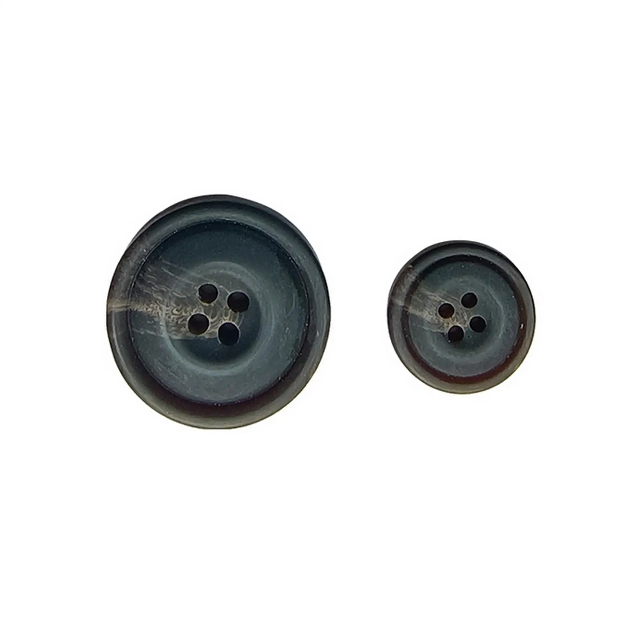 Round Button Sew Bread Shape 4 Holes White Black Plastic Polyester Resin Shirt Button