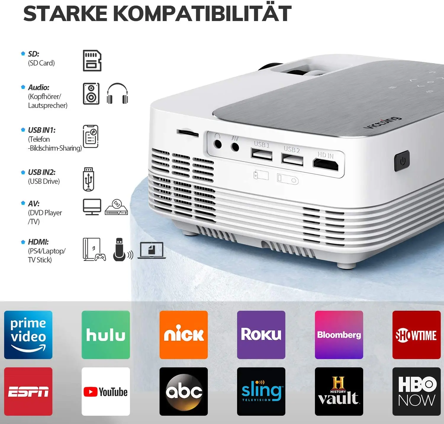 2021 Good Selling Android 8.0 system High Brightness 4000 lumens LED Projector For Home Theater Projector