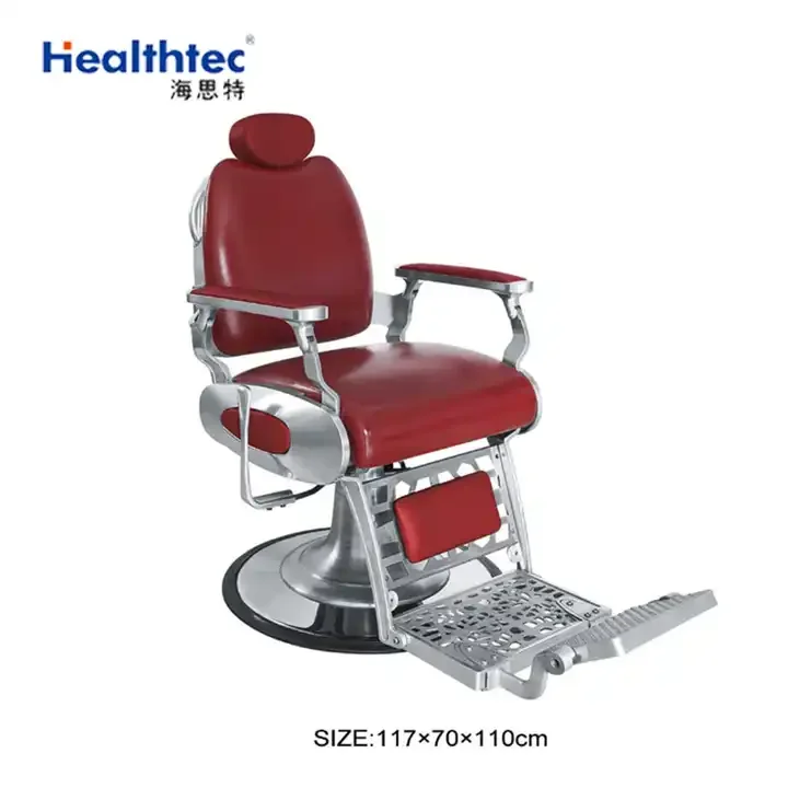 Antique Style Red Silver Barber Shop Hair Styling Chair Salon Barber Chair For Sale