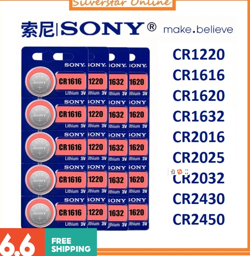 For Sony 2032 Battery Bateria Cr2032 3v Button Coin Cell Lithium Remote Primary Batteries for watch computer cr2032 For Toys