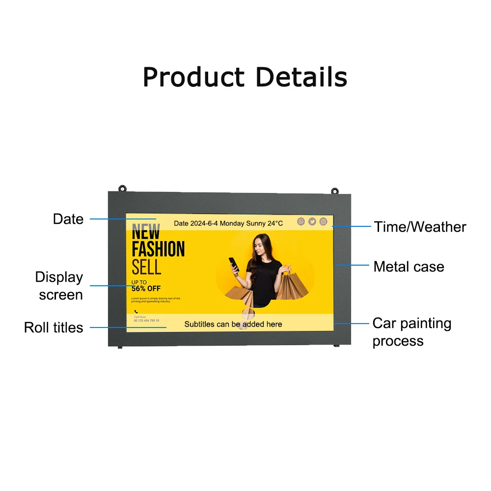 21.5 32 43 49 55 Inch OEM LCD Outdoor IP65 Waterproof Wall Mounted Advertising Display Monitor Super Slim Digital Signage screen