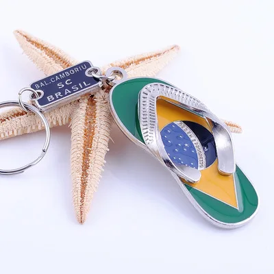 Hot Selling Brazilian slippers Creative Exquisite Key Chain Metal Keychain Keyring Shoes