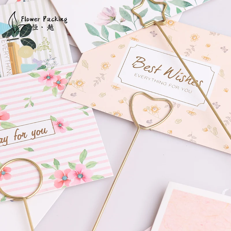 Metal Stick Birthday Card Holder Bouquet Card Insert Flower Packaging Material Florists Articles Creative Card Holder