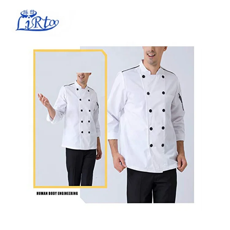 Мужская куртка шеф-повара с длинным рукавом, униформа для отеля, кухни, ресторана, одежда для одежды, пальто