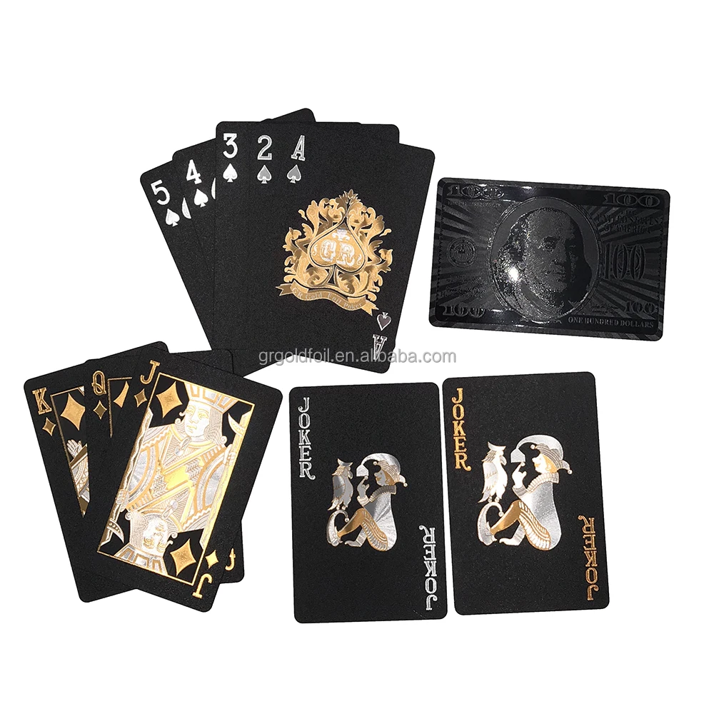 100 usd dollar gold black playing card black gift waterproof poker Plastic game cards
