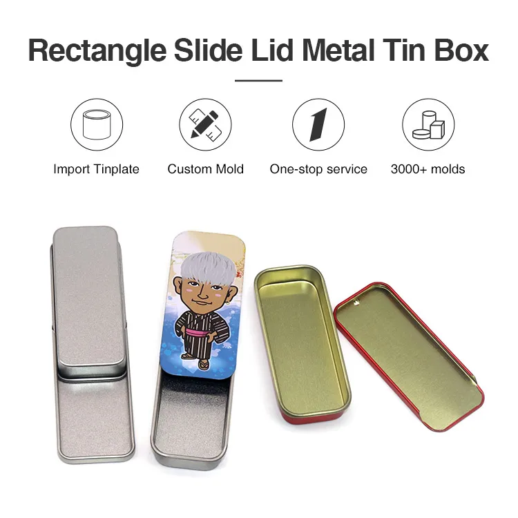 SANYOU Manufacturer Custom Slide Lid Rectangular Mint Candy Tin Box Metal small Mint Tin Container