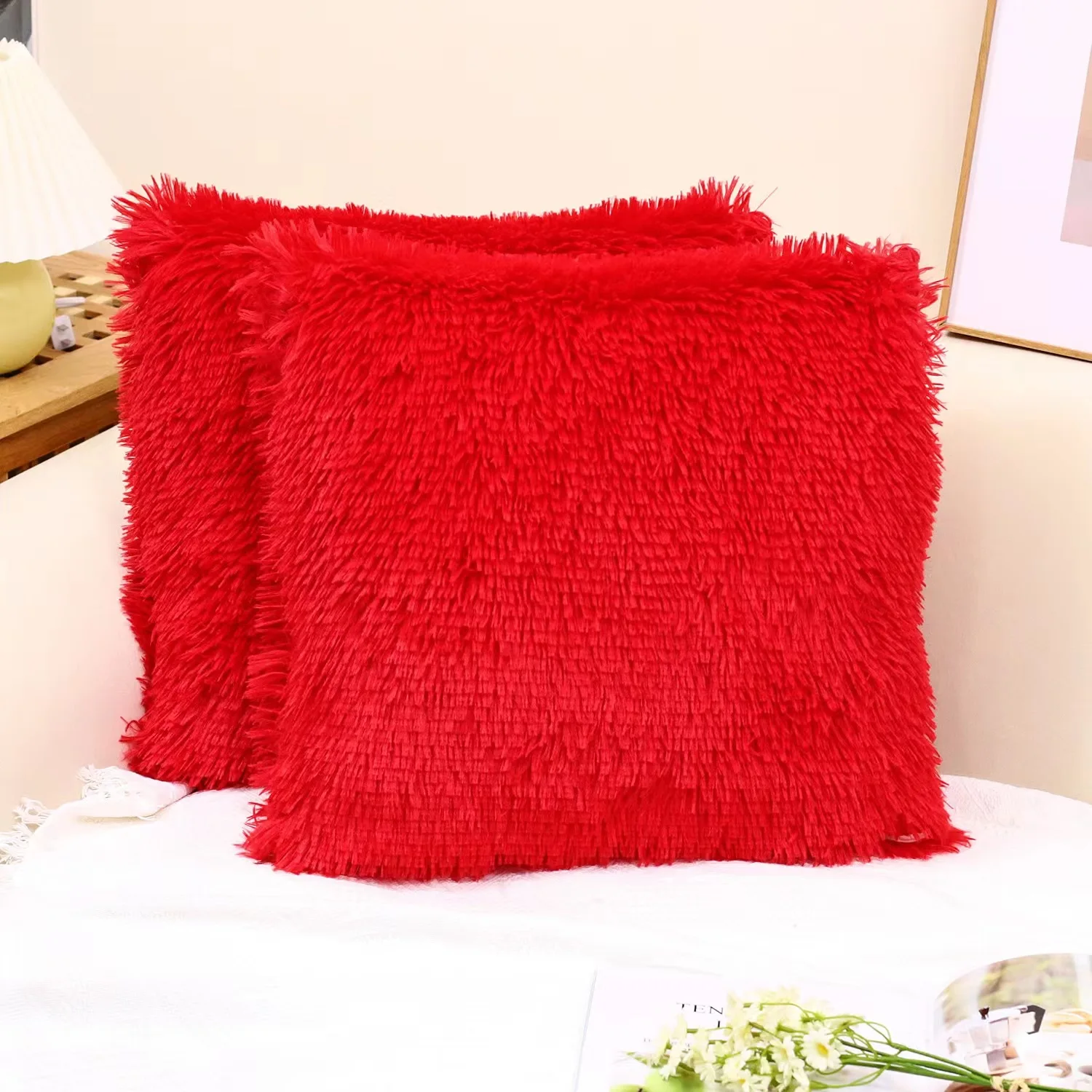 Plush Cushion cover home decor pillow covers living room bedroom sofa decorative pillowcase shaggy fluffy cover