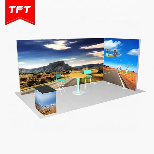 Easy Installation Portable Freestanding Double Sided Backlit Tension Fabric Backdrop Display Banner Stand