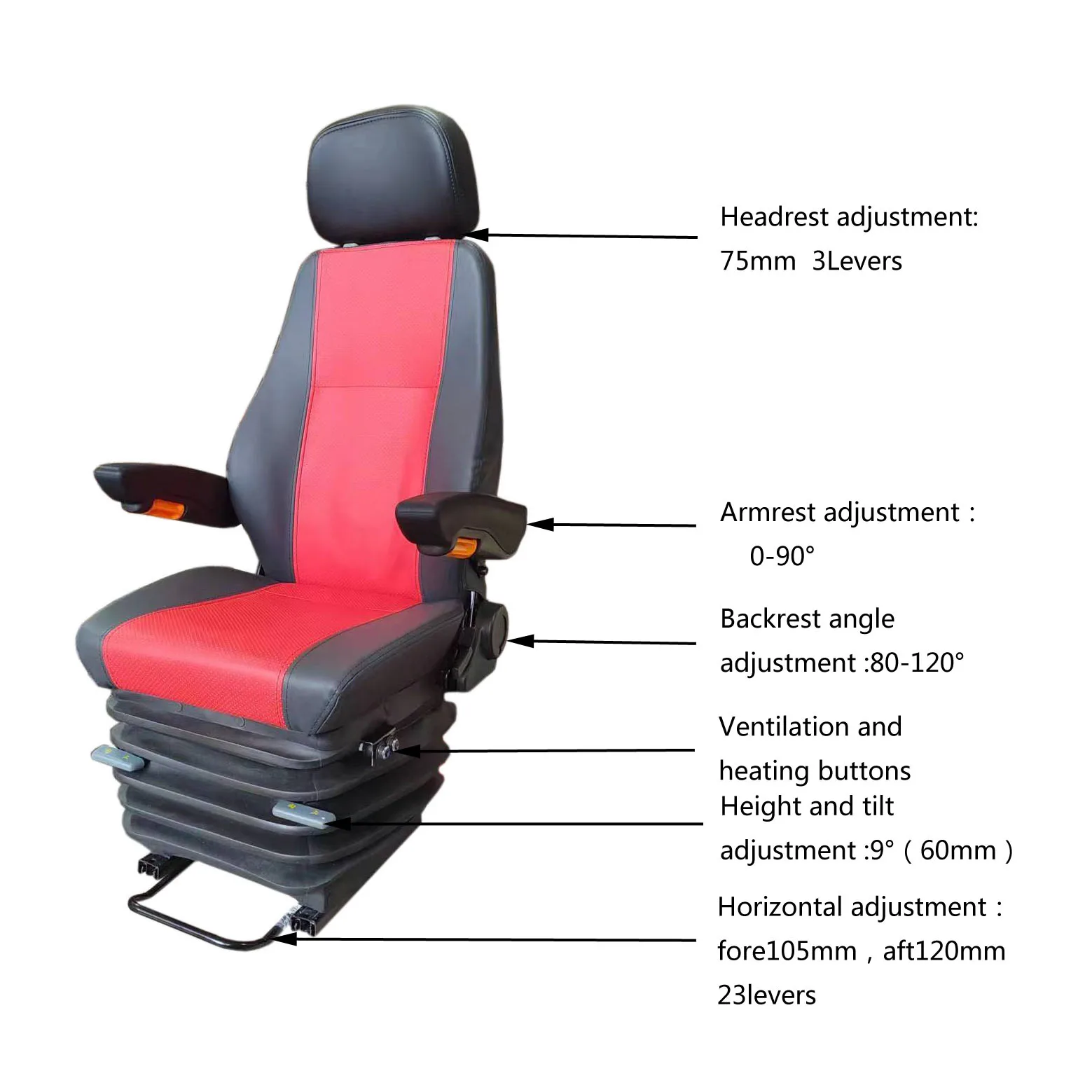 Made In China S802 Engineering Car truck Seat Industrial linkage platform Seats With Ventilation heating function