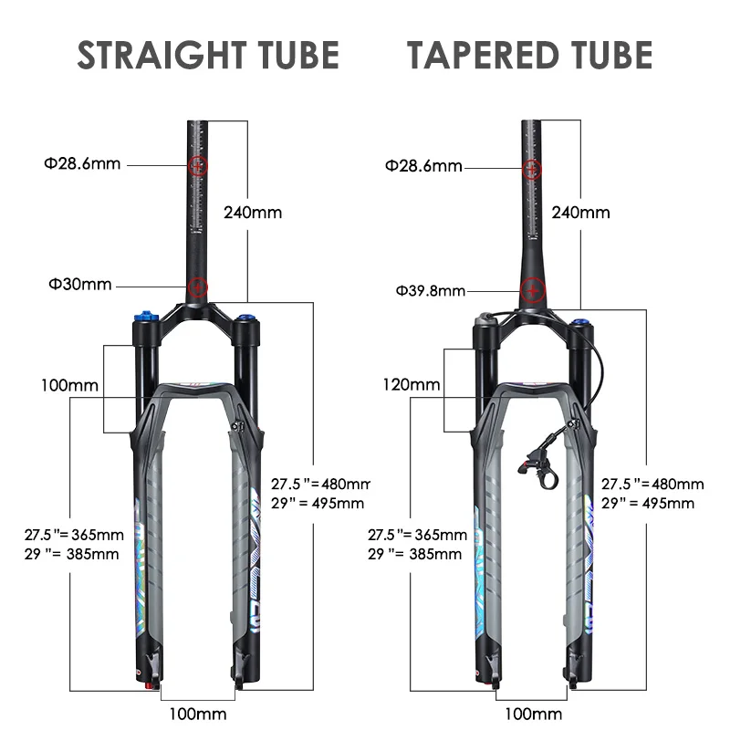  MTB Bicycle Front Fork Suspension Air 27.5/ 29er Inch Mountain Bike 32 RL100mm For