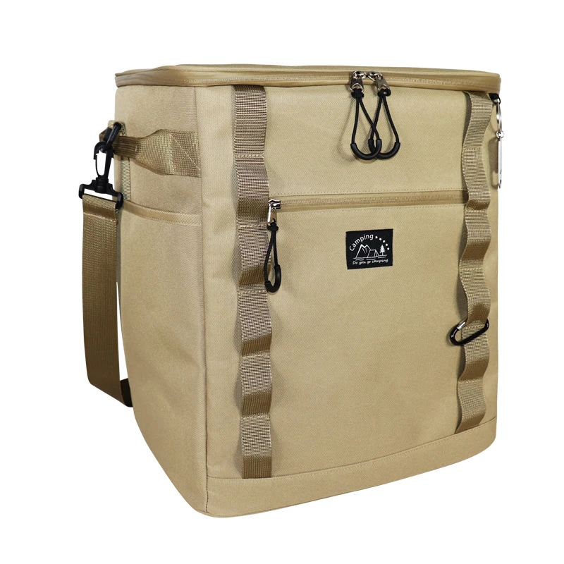 Hot sale factory saling double shoulder waterproof zipper 600D bottle opener travel outdoor  lunch bag picnic cooler bag