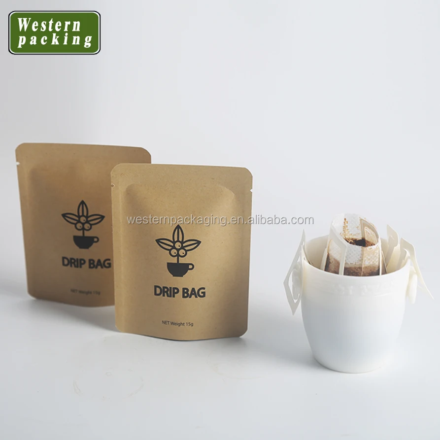 Aluminum foil Kraft paper hanging ear drip filter small coffee envelope sachet packaging bag
