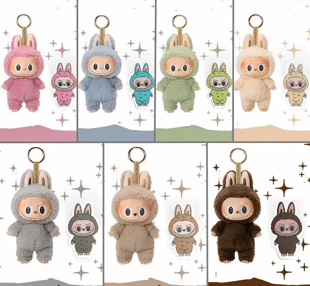 6PCS/SET New Hot Cute Labubu The Monsters Blind Box Cardiac Macarone Kawai Guess Bag Figure Model Keychain Surprise Gift Toy