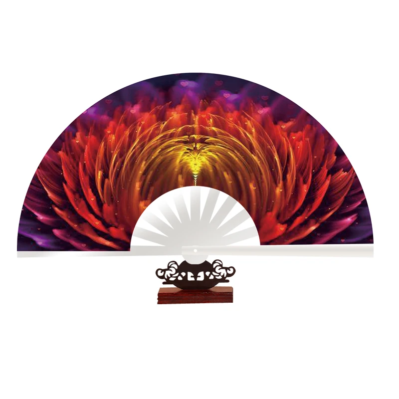 Plastic Dance Party Kungfu Fan Large Clack Folding Fan European Style Hand Fan