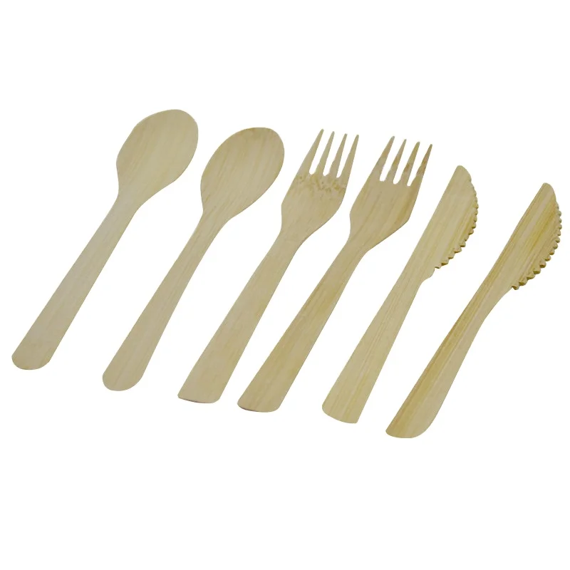 Disposable Bamboo 17 cm Spoon Fork Knife Bamboo Wedding Gift Disposable Cutlery Set OEM