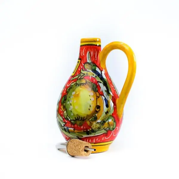 Italian Handmade Ceramic Olive Oil Dispenser for Kitchen Decor Oil Dispenser