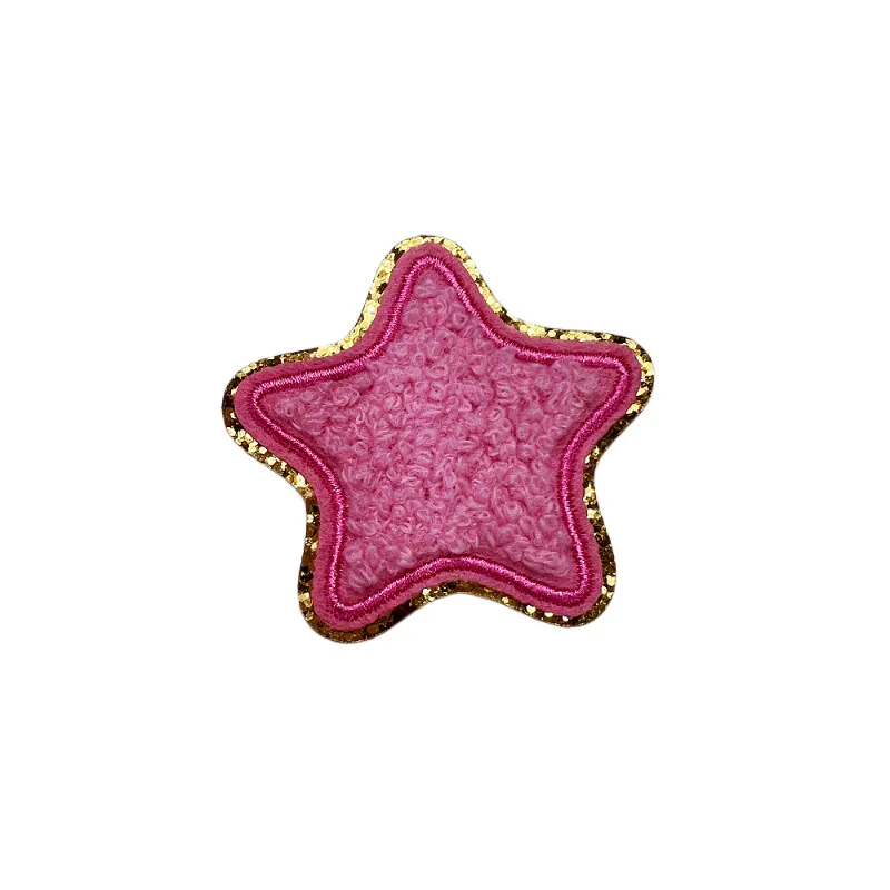 Sticker Self-adhesive Chenille Multicolored Colorful Star Embroidery Patches