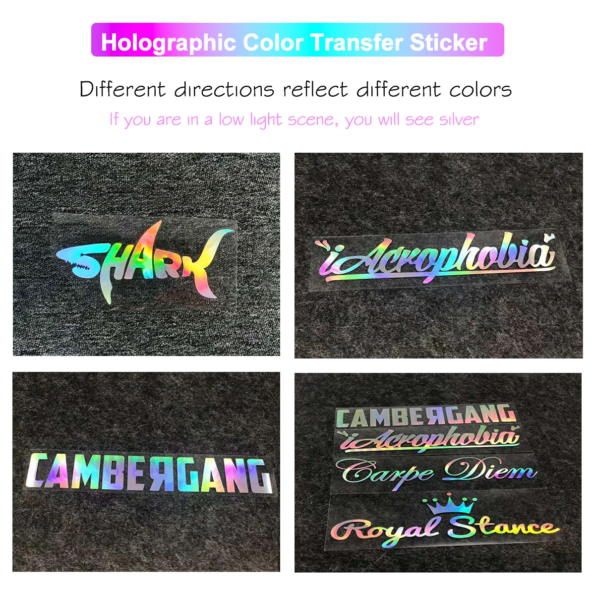Personalized custom holographic transfer 3D sticker self-adhesive transparent label waterproof glitter logo colorful shiny decal