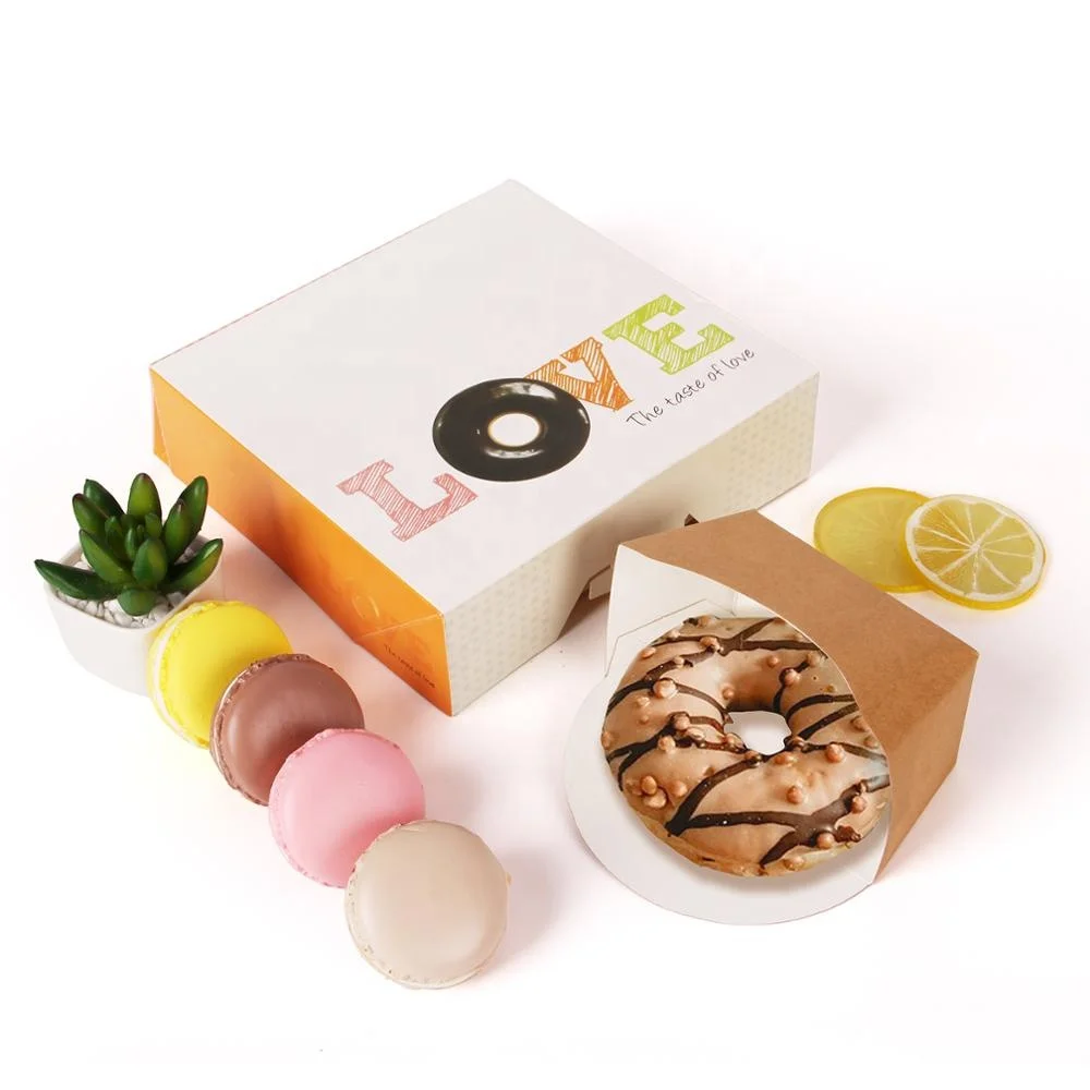 Custom logo size paper donut box take away donut snacks packaging