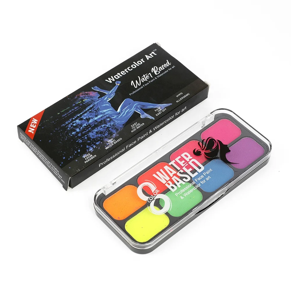 Ready to Ship sample provide private label makeup face tattoo paint water activation mixed rainbow color body painting palette
