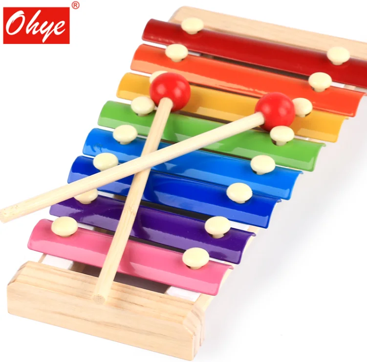 Wooden Xylophone Percussion Instrument 8 Scale Hand Knock Piano Children Musical Toy Puzzles