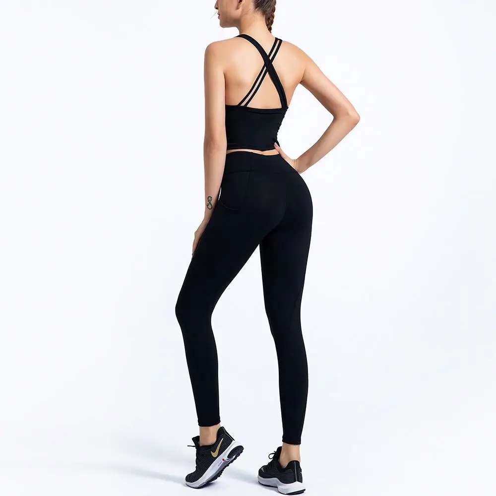 
Women Yoga Pants With Pocket High Waist Compression Tights Fitness Sportswear Yoga Set Pants Leggings 