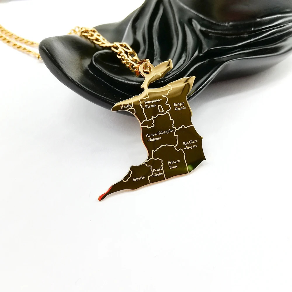 Trinidad Necklace Stainless Steel Jewelry Trinidad Flag Fashion Jewelry Necklaces Trinidad And Tobago Country Map Necklace