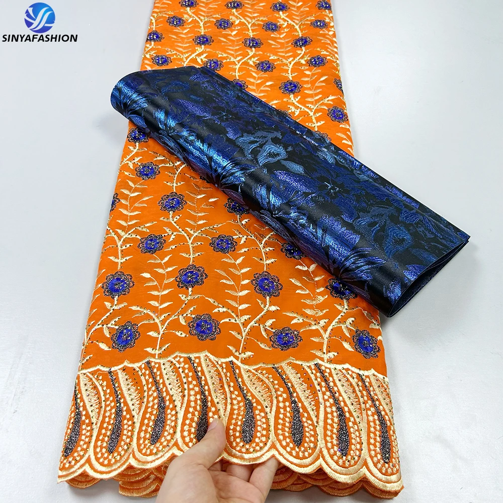 Beautiful Ladies Cotton Embroidery Lace Fabric With Drill Hot Sale Nigerian Swiss Voile Lace Fabric With Sego Matching Set