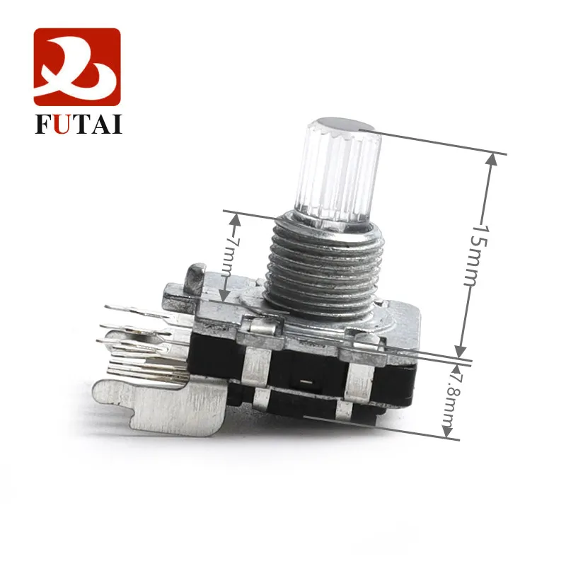 LED EC16 encoder 360 degree rotary encoder with switch multicolor light audio encoder handle length 15MM with switch