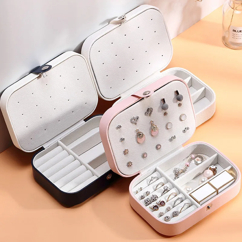 luxury portable storage organizer case gift boxes velvet small travel jewelry box