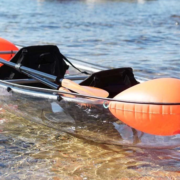 Manufacturer double seat clear kayak canoe 2 person transparent kayak boat sea fishing clear kayak for sale