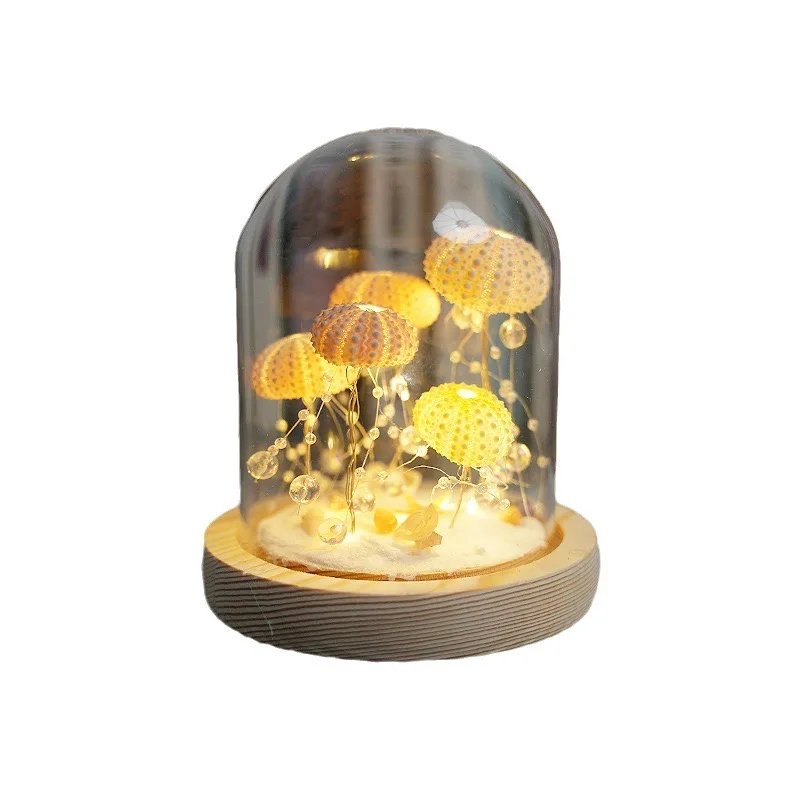 Led creative sea urchin shell jellyfish lamp for family group building activity handmade DIY night light