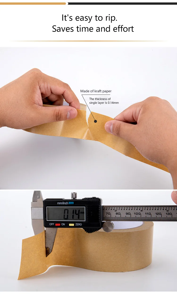 Customized Eco Packing Adhesive Gummed Tape Water Activated Brown Acrylic Reinforced Kraft Paper Tape